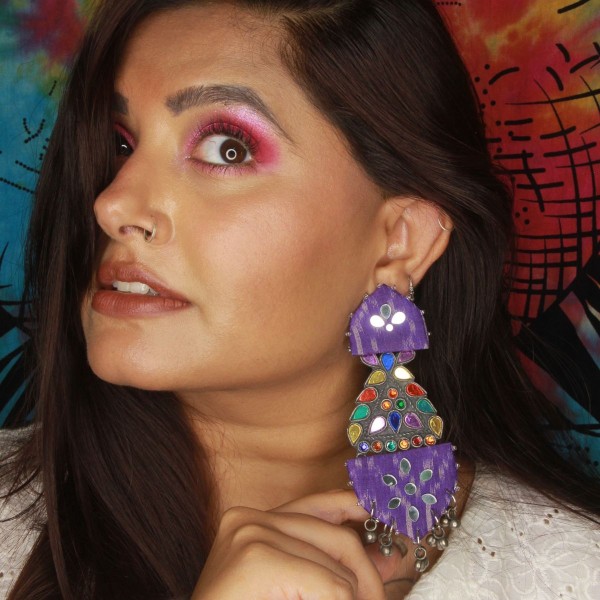 Purple Statement Mirror Earrings